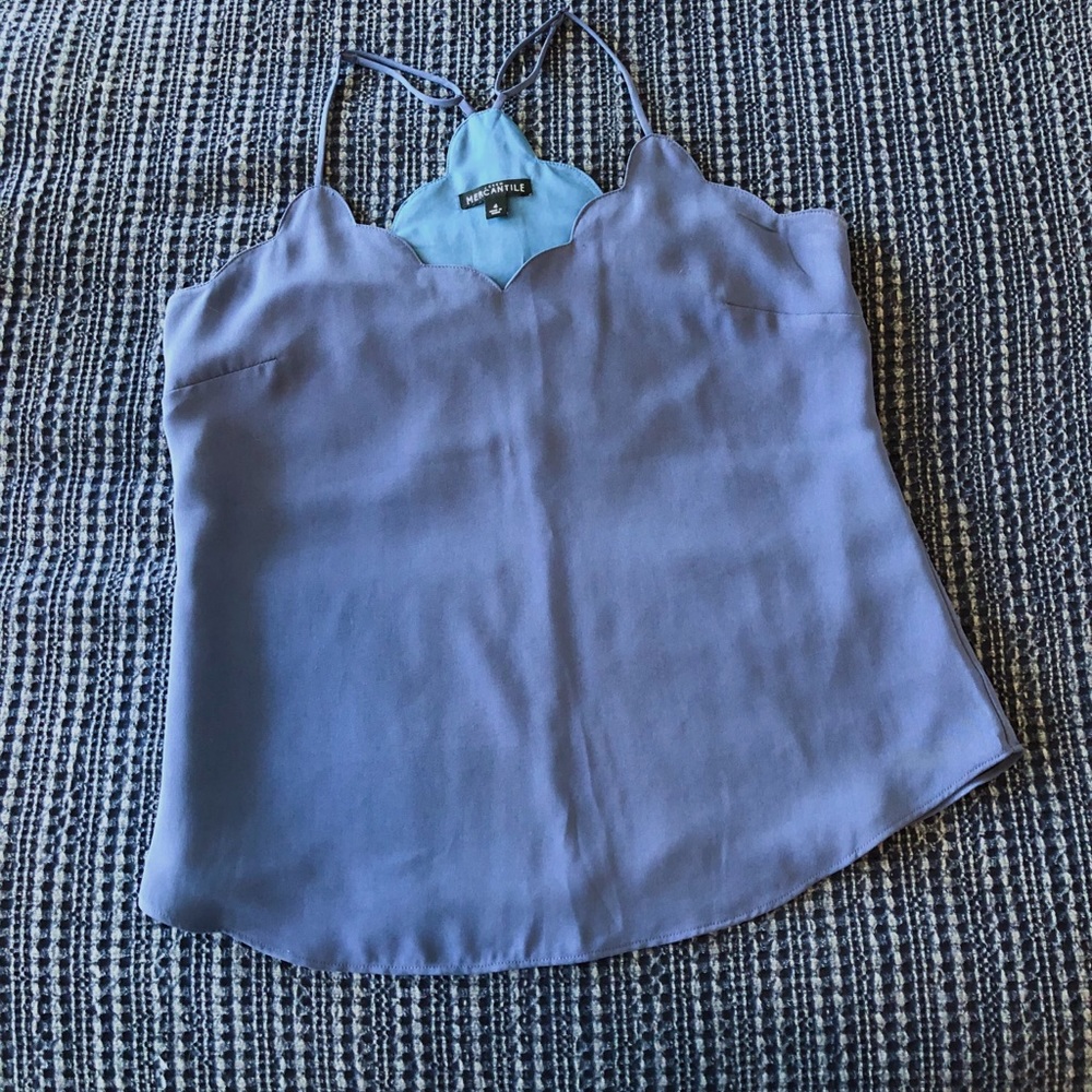J. Crew Blue Scalloped Cami Top